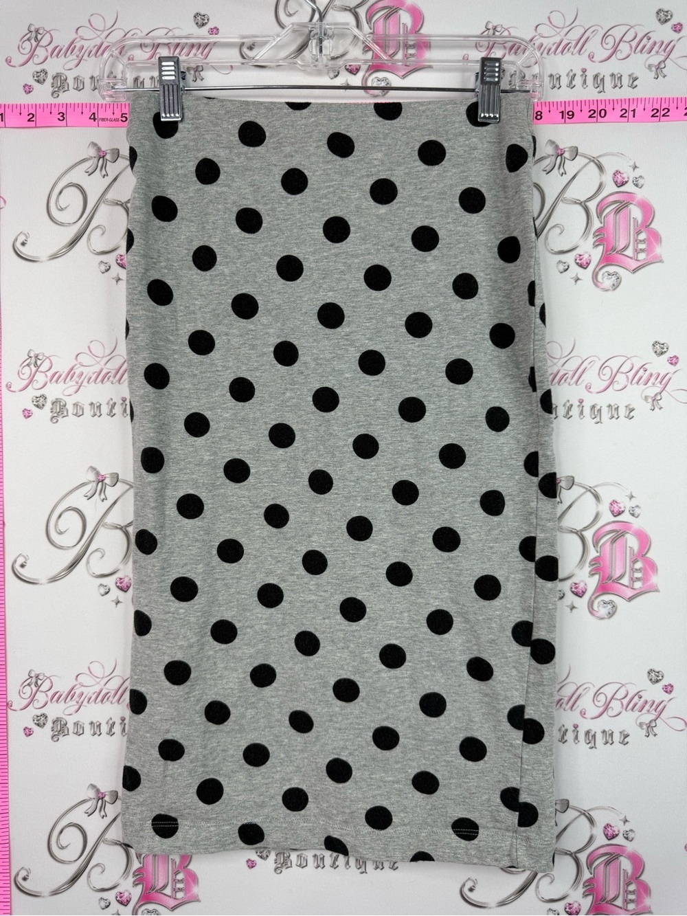 Forever 21 skirt pencil grey Midi Skirt with Black Polka Dots